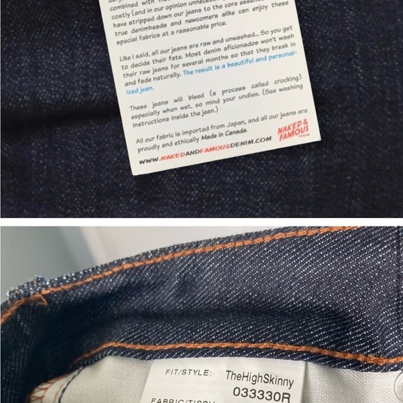 Naked & Famous Denim The High Skinny Stretch Selvedge Jeans Size 26 fits 25 - Picture 5 of 7
